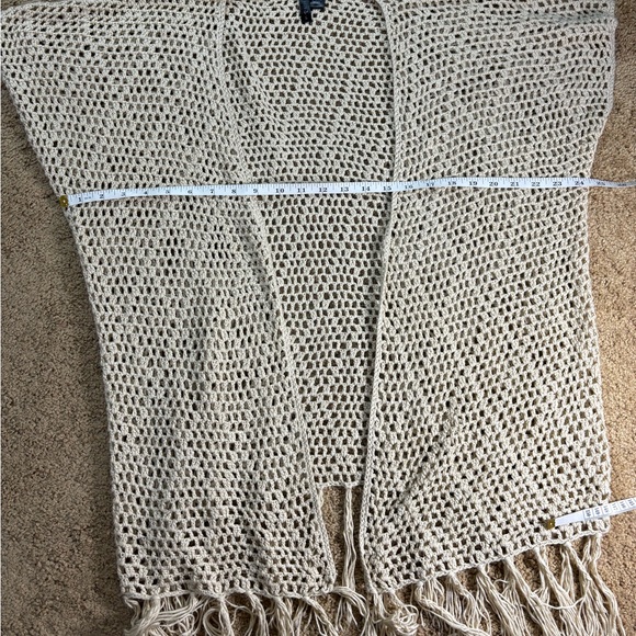 Full Tilt Beige Crochet Fringe Shawl - Picture 4 of 5